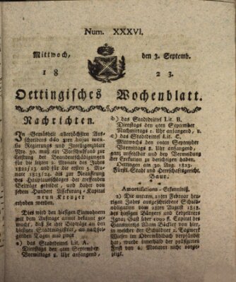 Oettingisches Wochenblatt Mittwoch 3. September 1823