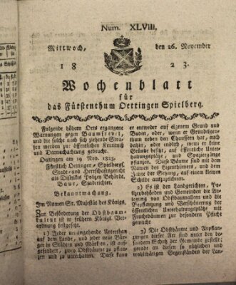 Wochenblatt für das Fürstenthum Oettingen-Spielberg (Oettingisches Wochenblatt) Mittwoch 26. November 1823