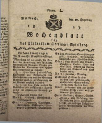 Wochenblatt für das Fürstenthum Oettingen-Spielberg (Oettingisches Wochenblatt) Mittwoch 10. Dezember 1823