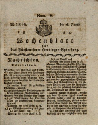 Wochenblatt für das Fürstenthum Oettingen-Spielberg (Oettingisches Wochenblatt) Mittwoch 28. Januar 1824