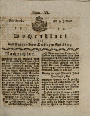 Wochenblatt für das Fürstenthum Oettingen-Spielberg (Oettingisches Wochenblatt) Mittwoch 4. Februar 1824