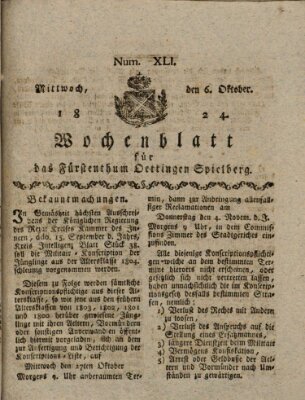 Wochenblatt für das Fürstenthum Oettingen-Spielberg (Oettingisches Wochenblatt) Mittwoch 6. Oktober 1824