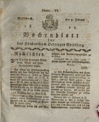 Wochenblatt für das Fürstenthum Oettingen-Spielberg (Oettingisches Wochenblatt) Mittwoch 9. Februar 1825