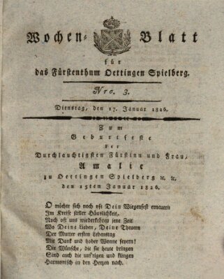 Wochenblatt für das Fürstenthum Oettingen-Spielberg (Oettingisches Wochenblatt) Dienstag 17. Januar 1826