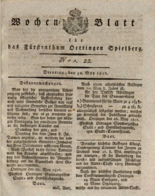 Wochenblatt für das Fürstenthum Oettingen-Spielberg (Oettingisches Wochenblatt) Dienstag 30. Mai 1826