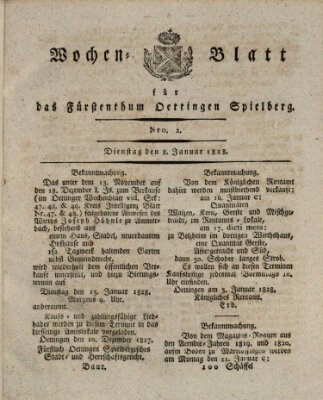 Wochenblatt für das Fürstenthum Oettingen-Spielberg (Oettingisches Wochenblatt) Dienstag 8. Januar 1828