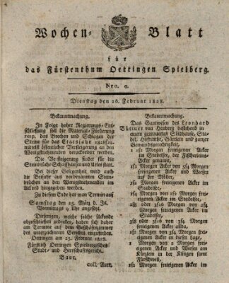 Wochenblatt für das Fürstenthum Oettingen-Spielberg (Oettingisches Wochenblatt) Dienstag 26. Februar 1828