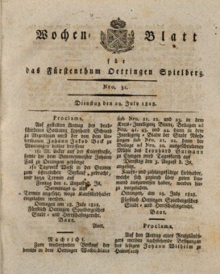 Wochenblatt für das Fürstenthum Oettingen-Spielberg (Oettingisches Wochenblatt) Dienstag 29. Juli 1828