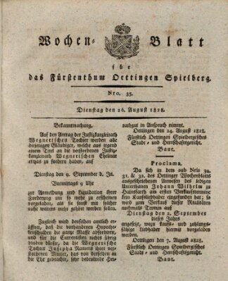 Wochenblatt für das Fürstenthum Oettingen-Spielberg (Oettingisches Wochenblatt) Dienstag 26. August 1828