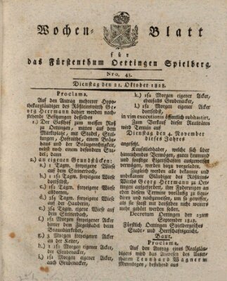 Wochenblatt für das Fürstenthum Oettingen-Spielberg (Oettingisches Wochenblatt) Dienstag 21. Oktober 1828