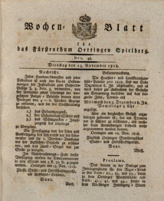 Wochenblatt für das Fürstenthum Oettingen-Spielberg (Oettingisches Wochenblatt) Dienstag 25. November 1828