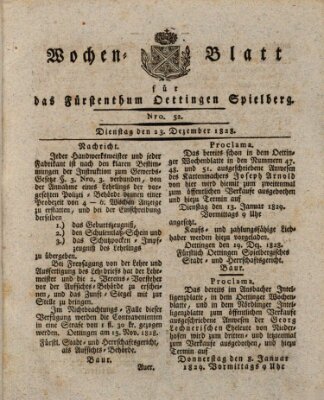 Wochenblatt für das Fürstenthum Oettingen-Spielberg (Oettingisches Wochenblatt) Dienstag 23. Dezember 1828