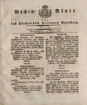 Wochenblatt für das Fürstenthum Oettingen-Spielberg (Oettingisches Wochenblatt) Dienstag 24. März 1829