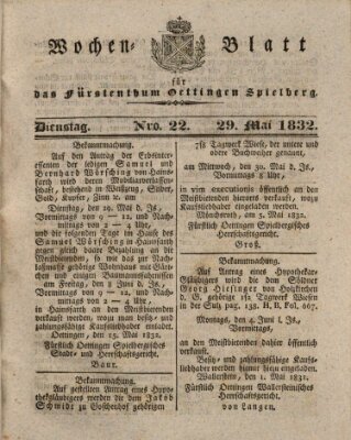 Wochenblatt für das Fürstenthum Oettingen-Spielberg (Oettingisches Wochenblatt) Dienstag 29. Mai 1832