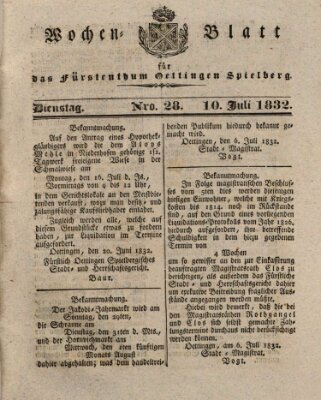 Wochenblatt für das Fürstenthum Oettingen-Spielberg (Oettingisches Wochenblatt) Dienstag 10. Juli 1832