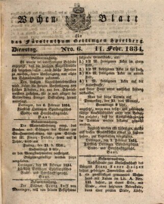 Wochenblatt für das Fürstenthum Oettingen-Spielberg (Oettingisches Wochenblatt) Dienstag 11. Februar 1834