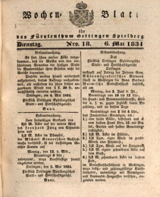 Wochenblatt für das Fürstenthum Oettingen-Spielberg (Oettingisches Wochenblatt) Dienstag 6. Mai 1834