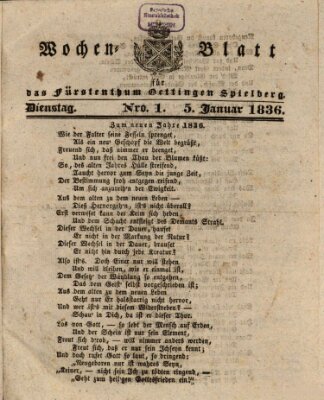 Wochenblatt für das Fürstenthum Oettingen-Spielberg (Oettingisches Wochenblatt) Dienstag 5. Januar 1836