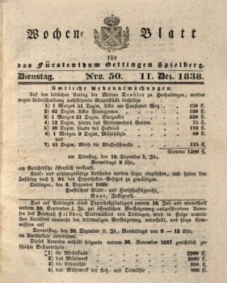 Wochenblatt für das Fürstenthum Oettingen-Spielberg (Oettingisches Wochenblatt) Dienstag 11. Dezember 1838