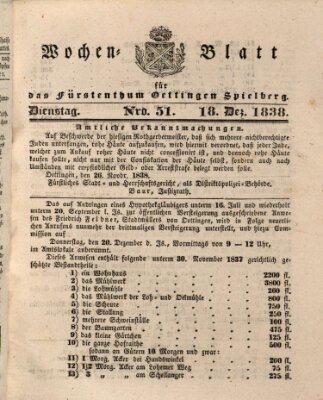 Wochenblatt für das Fürstenthum Oettingen-Spielberg (Oettingisches Wochenblatt) Dienstag 18. Dezember 1838