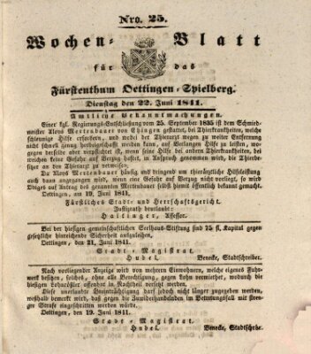Wochenblatt für das Fürstenthum Oettingen-Spielberg (Oettingisches Wochenblatt) Dienstag 22. Juni 1841