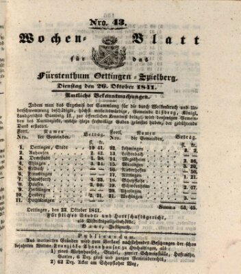 Wochenblatt für das Fürstenthum Oettingen-Spielberg (Oettingisches Wochenblatt) Dienstag 26. Oktober 1841