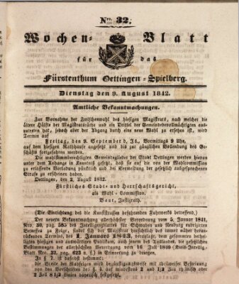 Wochenblatt für das Fürstenthum Oettingen-Spielberg (Oettingisches Wochenblatt) Dienstag 9. August 1842