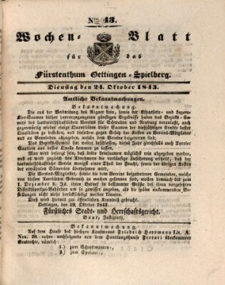 Wochenblatt für das Fürstenthum Oettingen-Spielberg (Oettingisches Wochenblatt) Dienstag 24. Oktober 1843