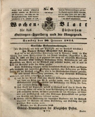 Wochenblatt für das Fürstenthum Oettingen-Spielberg und die Umgegend (Oettingisches Wochenblatt) Samstag 20. Januar 1844