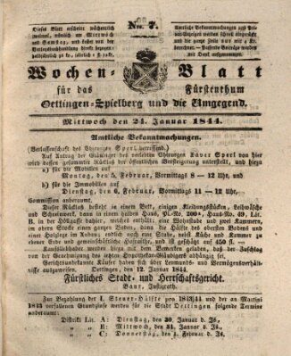 Wochenblatt für das Fürstenthum Oettingen-Spielberg und die Umgegend (Oettingisches Wochenblatt) Mittwoch 24. Januar 1844