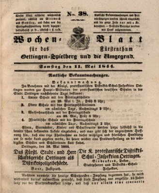 Wochenblatt für das Fürstenthum Oettingen-Spielberg und die Umgegend (Oettingisches Wochenblatt) Samstag 11. Mai 1844