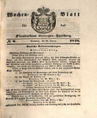 Wochen-Blatt für das Fürstenthum Oettingen-Spielberg (Oettingisches Wochenblatt) Samstag 29. Januar 1848