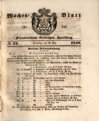 Wochen-Blatt für das Fürstenthum Oettingen-Spielberg (Oettingisches Wochenblatt) Samstag 20. Mai 1848