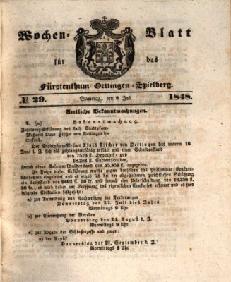 Wochen-Blatt für das Fürstenthum Oettingen-Spielberg (Oettingisches Wochenblatt) Samstag 8. Juli 1848