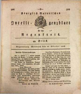 Königlich-baierisches Intelligenzblatt für den Regen-Kreis (Königlich bayerisches Intelligenzblatt für die Oberpfalz und von Regensburg) Mittwoch 30. Oktober 1816