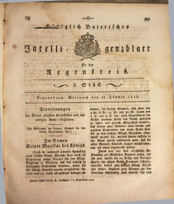 Königlich-baierisches Intelligenzblatt für den Regen-Kreis (Königlich bayerisches Intelligenzblatt für die Oberpfalz und von Regensburg) Mittwoch 14. Januar 1818