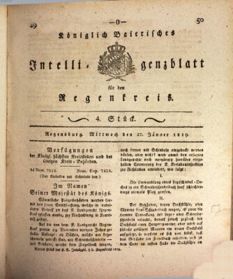 Königlich-baierisches Intelligenzblatt für den Regen-Kreis (Königlich bayerisches Intelligenzblatt für die Oberpfalz und von Regensburg) Mittwoch 27. Januar 1819