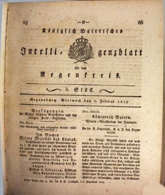 Königlich-baierisches Intelligenzblatt für den Regen-Kreis (Königlich bayerisches Intelligenzblatt für die Oberpfalz und von Regensburg) Mittwoch 3. Februar 1819