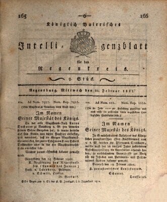 Königlich-baierisches Intelligenzblatt für den Regen-Kreis (Königlich bayerisches Intelligenzblatt für die Oberpfalz und von Regensburg) Mittwoch 28. Februar 1821