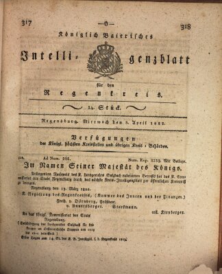 Königlich-baierisches Intelligenzblatt für den Regen-Kreis (Königlich bayerisches Intelligenzblatt für die Oberpfalz und von Regensburg) Mittwoch 3. April 1822