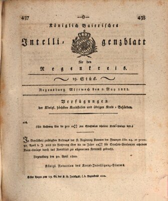 Königlich-baierisches Intelligenzblatt für den Regen-Kreis (Königlich bayerisches Intelligenzblatt für die Oberpfalz und von Regensburg) Mittwoch 8. Mai 1822