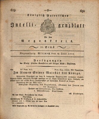 Königlich-baierisches Intelligenzblatt für den Regen-Kreis (Königlich bayerisches Intelligenzblatt für die Oberpfalz und von Regensburg) Mittwoch 19. Juni 1822