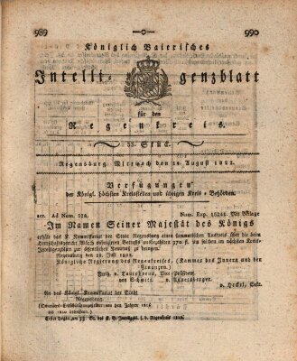 Königlich-baierisches Intelligenzblatt für den Regen-Kreis (Königlich bayerisches Intelligenzblatt für die Oberpfalz und von Regensburg) Mittwoch 14. August 1822