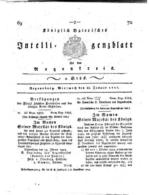 Königlich-baierisches Intelligenzblatt für den Regen-Kreis (Königlich bayerisches Intelligenzblatt für die Oberpfalz und von Regensburg) Mittwoch 22. Januar 1823