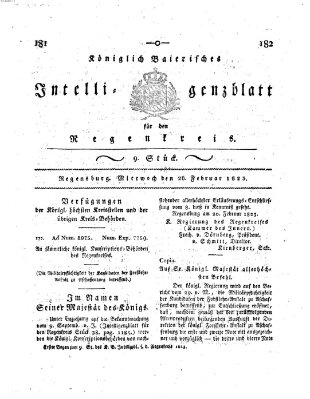 Königlich-baierisches Intelligenzblatt für den Regen-Kreis (Königlich bayerisches Intelligenzblatt für die Oberpfalz und von Regensburg) Mittwoch 26. Februar 1823