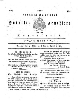 Königlich-baierisches Intelligenzblatt für den Regen-Kreis (Königlich bayerisches Intelligenzblatt für die Oberpfalz und von Regensburg) Mittwoch 9. April 1823