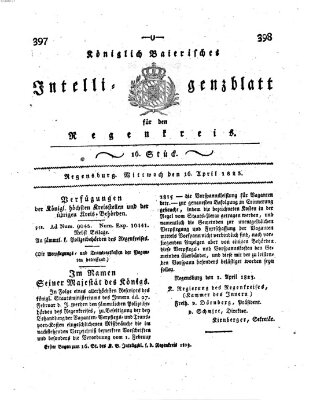 Königlich-baierisches Intelligenzblatt für den Regen-Kreis (Königlich bayerisches Intelligenzblatt für die Oberpfalz und von Regensburg) Mittwoch 16. April 1823