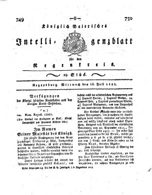 Königlich-baierisches Intelligenzblatt für den Regen-Kreis (Königlich bayerisches Intelligenzblatt für die Oberpfalz und von Regensburg) Mittwoch 16. Juli 1823