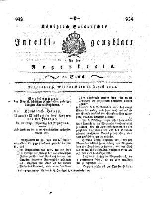 Königlich-baierisches Intelligenzblatt für den Regen-Kreis (Königlich bayerisches Intelligenzblatt für die Oberpfalz und von Regensburg) Mittwoch 27. August 1823