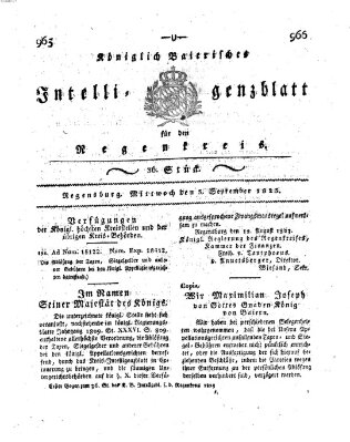 Königlich-baierisches Intelligenzblatt für den Regen-Kreis (Königlich bayerisches Intelligenzblatt für die Oberpfalz und von Regensburg) Mittwoch 3. September 1823